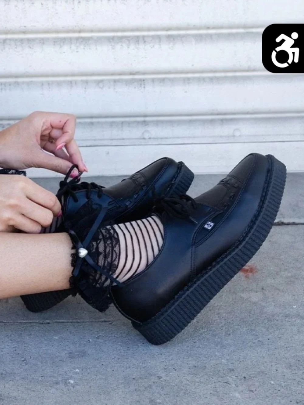 T.U.K Black Platform Creeper Loafers - Lace-Up